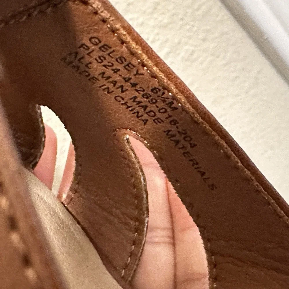 Frye and Co. Women's Brown Gelsey Heeled Open Toe Sandals Size 6.5 Vegan Leather